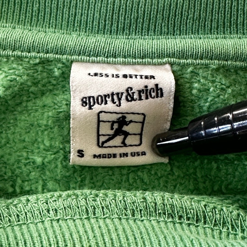 Sporty & Rich size Small Emerald Crew Neck cropped Sweater - Picture 6 of 12